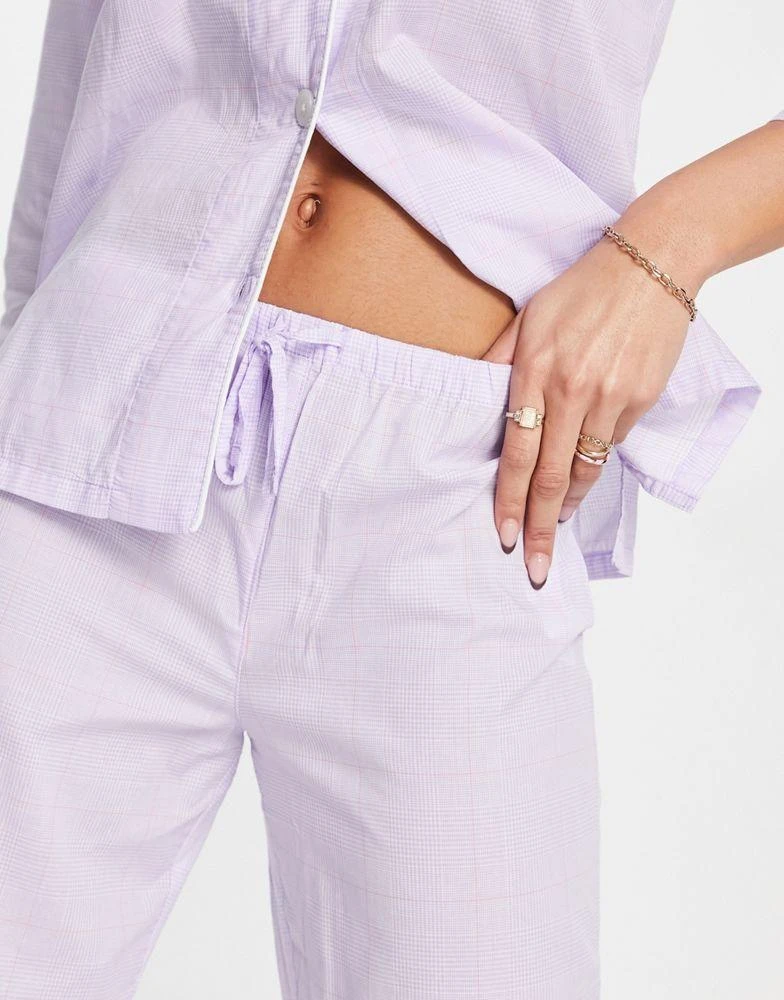 商品Ralph Lauren|Lauren by Ralph Lauren notch collar capri pyjama set in lavender plaid,价格¥423,第4张图片详细描述