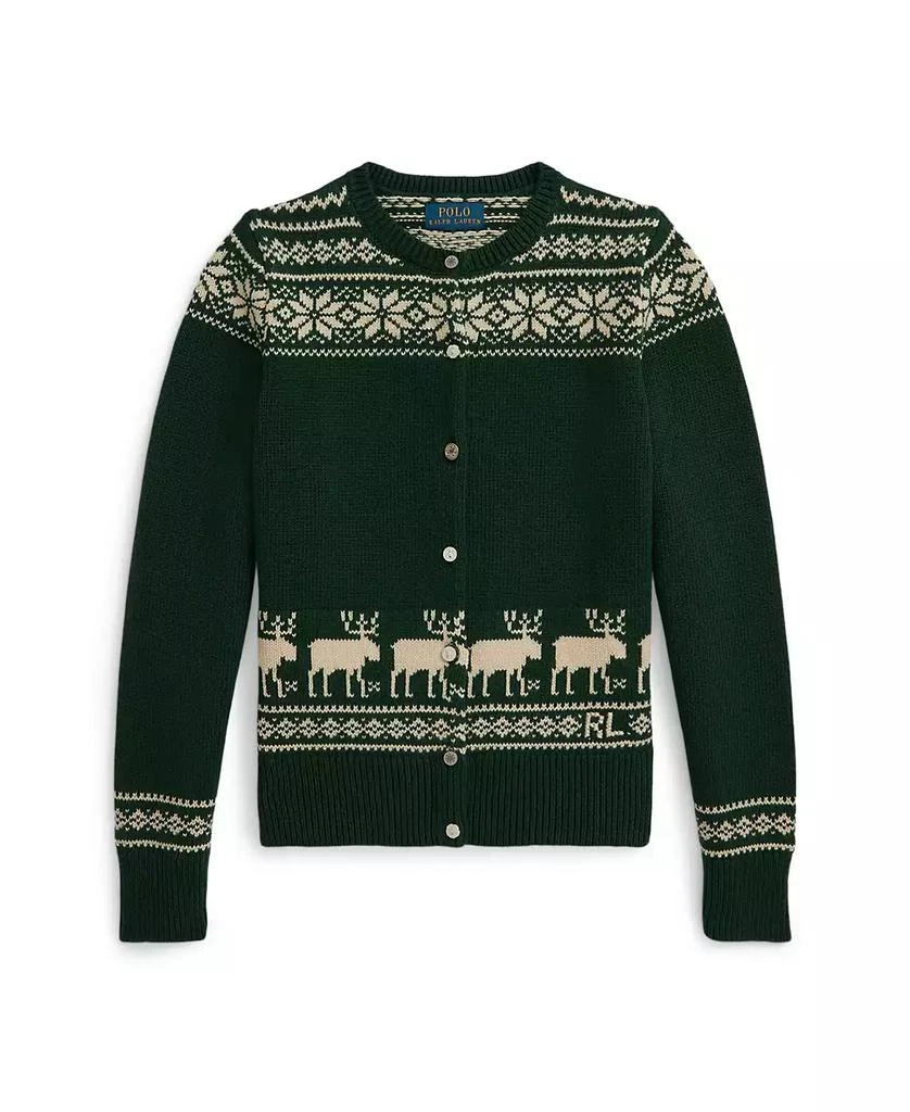 商品Ralph Lauren|Girls 7-16 Long-Sleeve Fair Isle Reindeer Cardigan,价格¥745,第1张图片