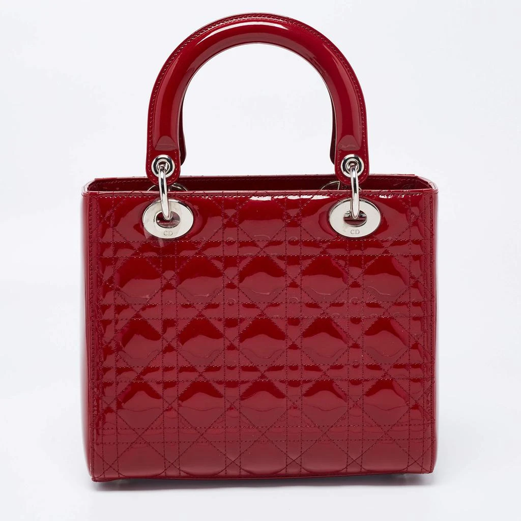商品[二手商品] Dior|Dior Red Cannage Patent Leather Medium Lady Dior Tote ,价格¥16604,第4张图片详细描述
