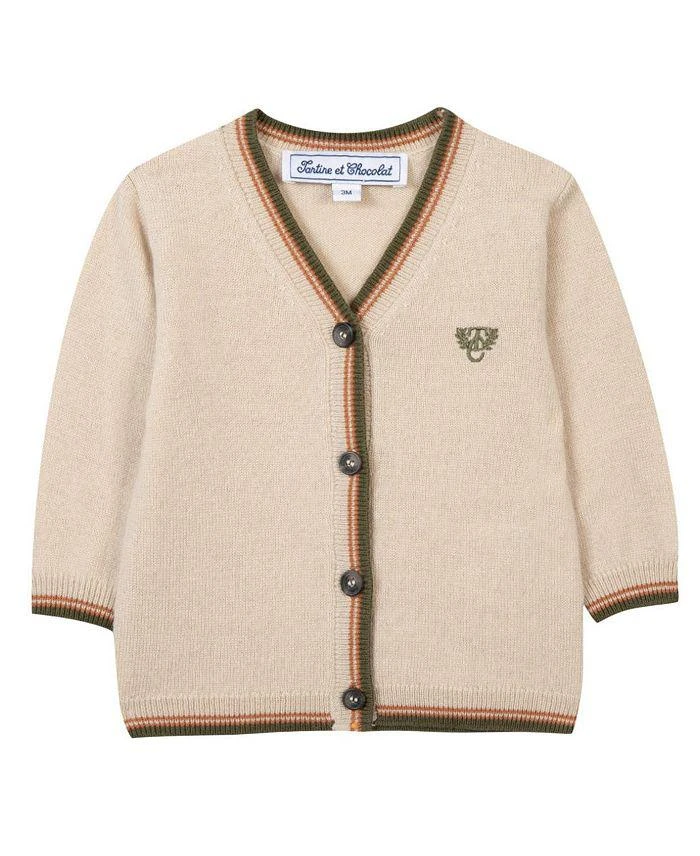 商品Tartine et Chocolat|Boys' Retro Contrast Beige Baby Cardigan - Baby, Little Kid,价格¥452,第1张图片