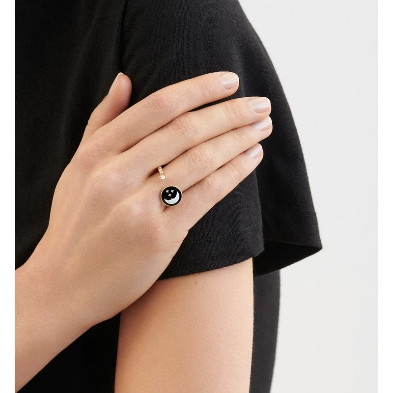 商品Dior|Dior 迪奥 女士黑色黄金戒指,价格¥32435,第4张图片详细描述