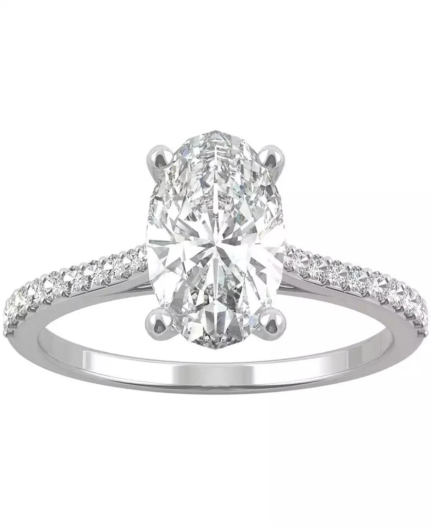 商品Charles & Colvard|Moissanite Oval Engagement Ring (2-1/2 ct. t.w. DEW) in 14k White Gold or 14k Yellow Gold,价格¥10167,第1张图片