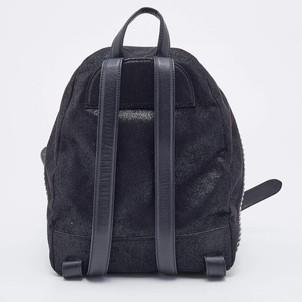 Stella McCartney Black Quilted Faux Leather Mini Falabella Backpack商品第4张图片规格展示