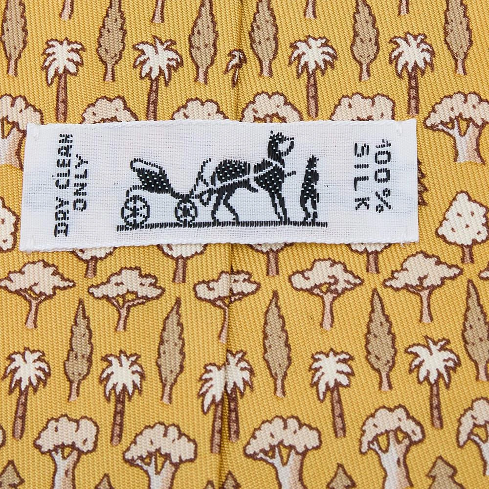 商品[二手商品] Hermes|Hermes Yellow Tree Patterned Silk Traditional Tie,价格¥998,第3张图片详细描述