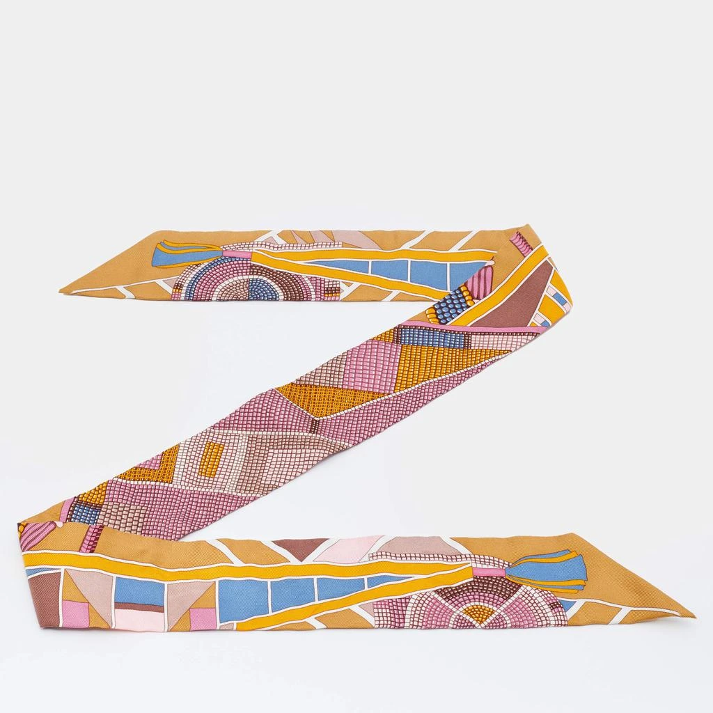 商品[二手商品] Hermes|Hermès Brown Mosaic Print Silk Twilly,价格¥1488,第2张图片详细描述