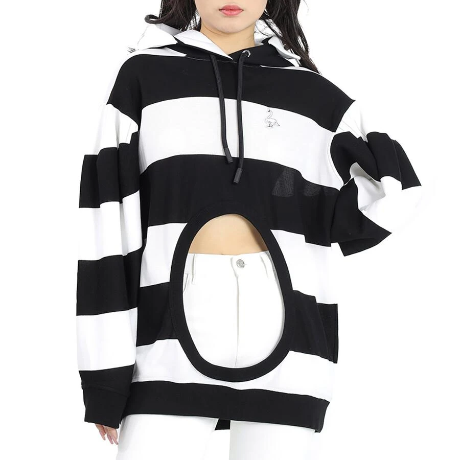 商品Burberry|Cut-out Detail Striped Cotton Hoodie,价格¥518,第1张图片