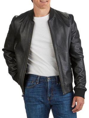 商品Cole Haan|Varsity Bonded Leather Zip Jacket,价格¥2201,第1张图片