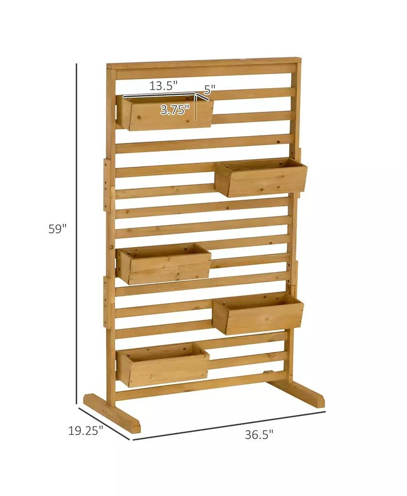 商品Outsunny|Outdoor Plant Stand with 5 Hanging Flower Boxes and Slatted Trellis for Climbing Plants, Freestanding Wooden Lattice for Patio, Balcony, Porch, Natural,价格¥851,第3张图片详细描述