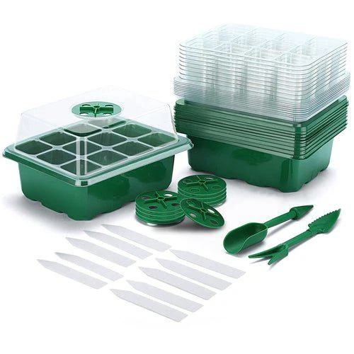 商品Fresh Fab Finds|10Pcs Seed Starter Tray Kit Reusable Overall 120Cells Seeding Propagator Station Greenhouse Growing Germination Tray With Humidity Dome Label 2Pcs Gar,价格¥333,第1张图片