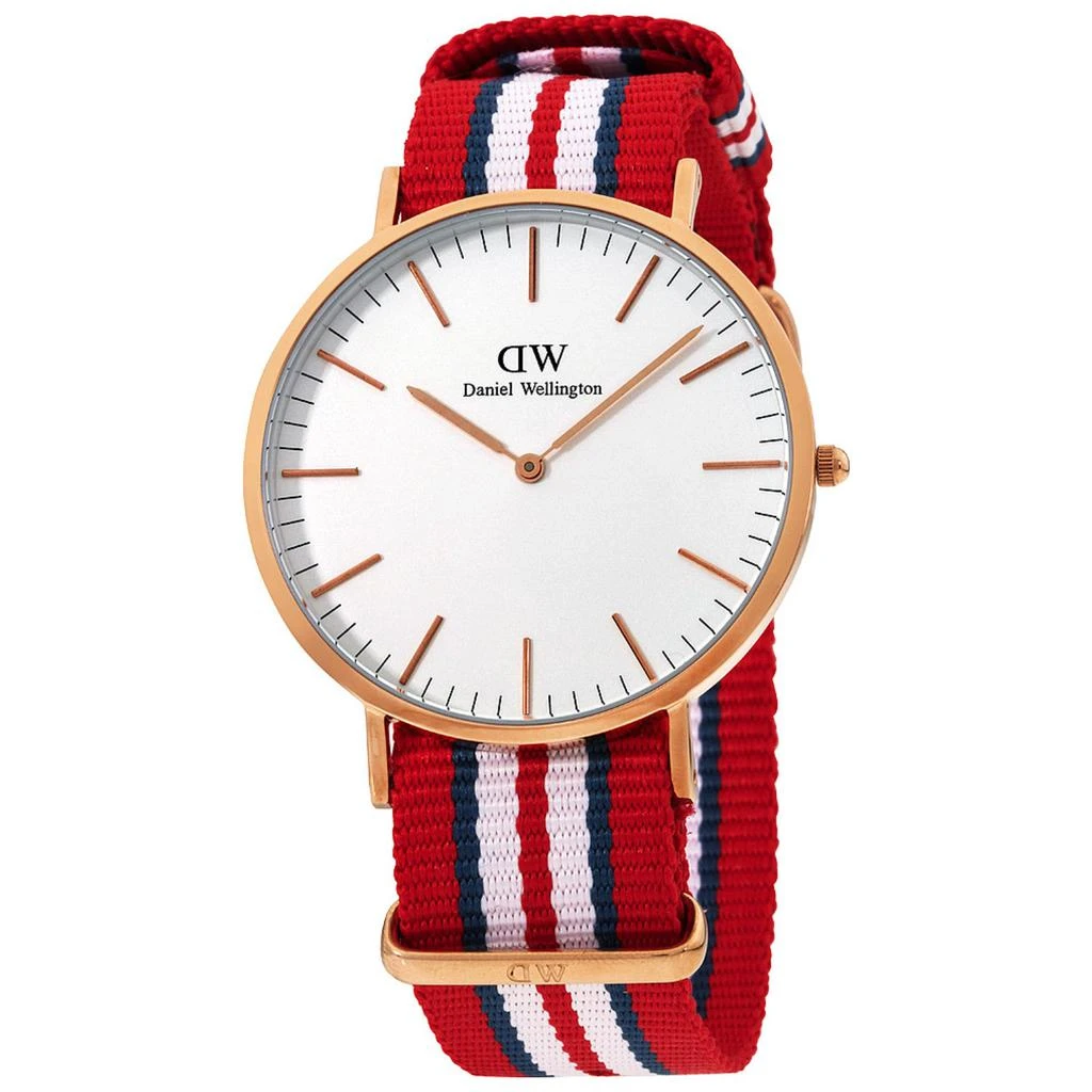 商品Daniel Wellington|Daniel Wellington Men's 0112DW Exeter 40mm White Dial Canvas Watch,价格¥514,第1张图片