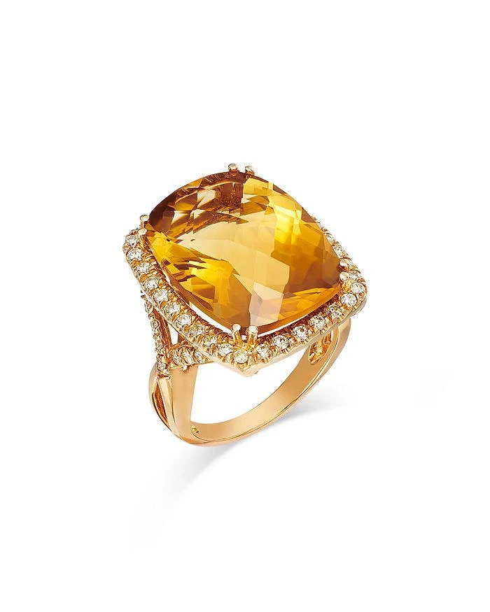 商品Bloomingdale's Fine Collection|Citrine & Diamond Halo Ring in 14K Yellow Gold - Exclusive,价格¥24201,第1张图片详细描述