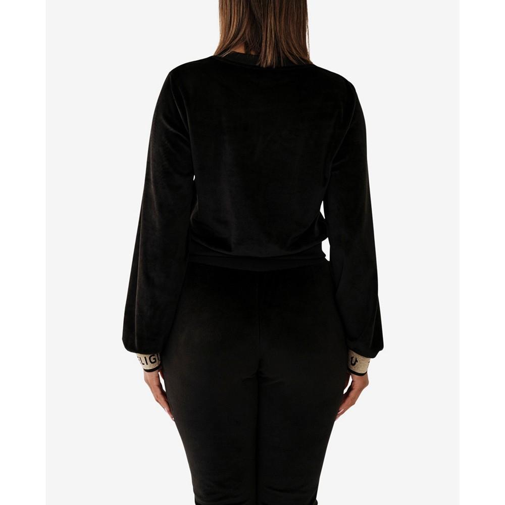 商品True Religion|Women's Long Sleeve Velour Shrunken Sweatshirt,价格¥638,第4张图片详细描述