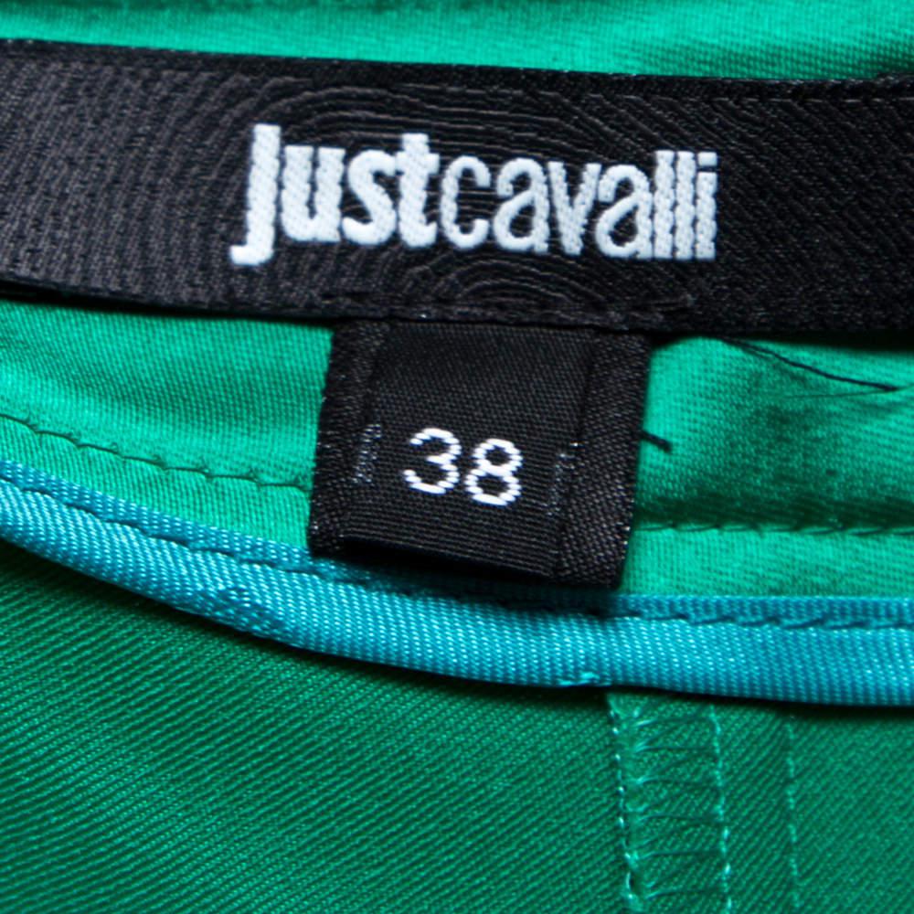 Just Cavalli Green Stretch Satin Flared Maxi Skirt S商品第5张图片规格展示