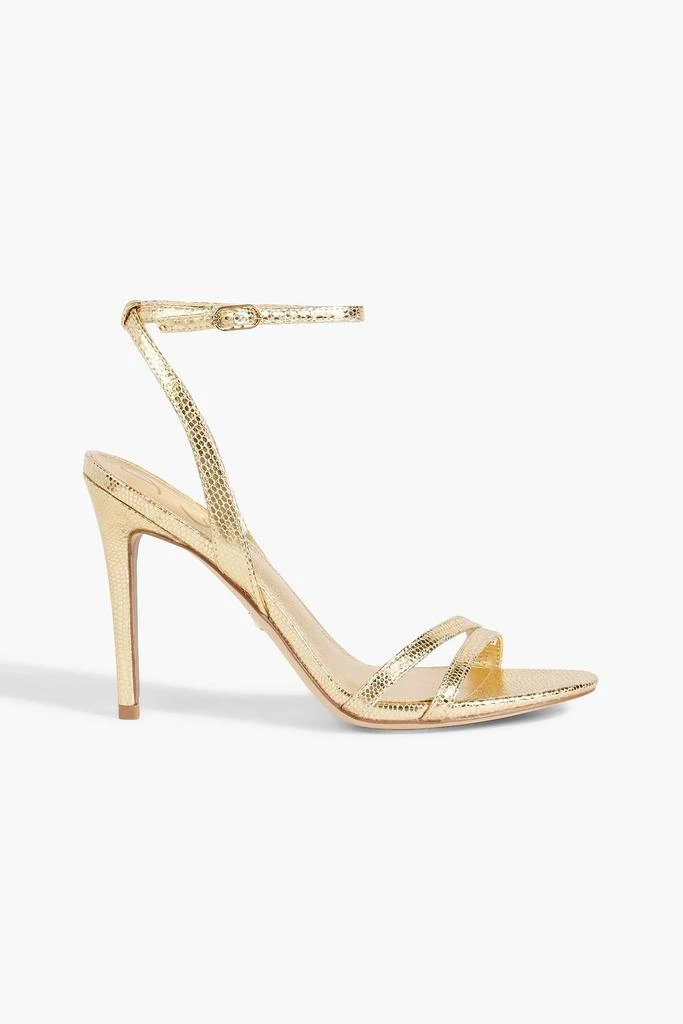 商品Sam Edelman|Gemmie metallic snake-effect leather sandals,价格¥630,第1张图片