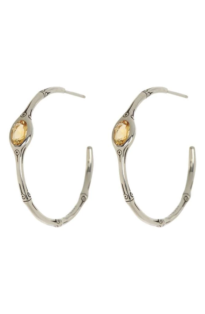 商品John Hardy|Batu Sterling Silver Bamboo Textured Honey Citrine Hoop Earrings,价格¥1845,第1张图片