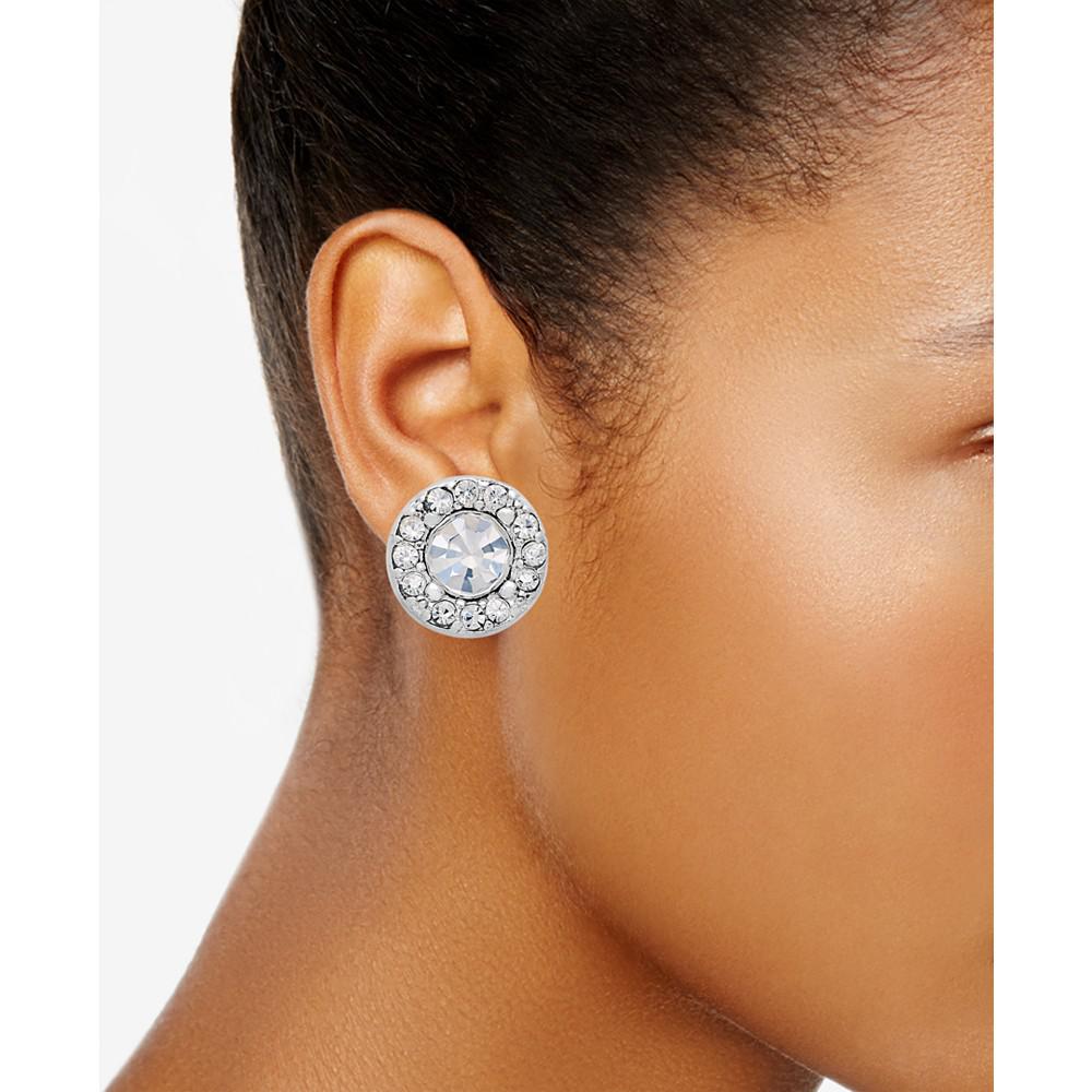 Silver-Tone Clear Circle Stud Earrings商品第2张图片规格展示