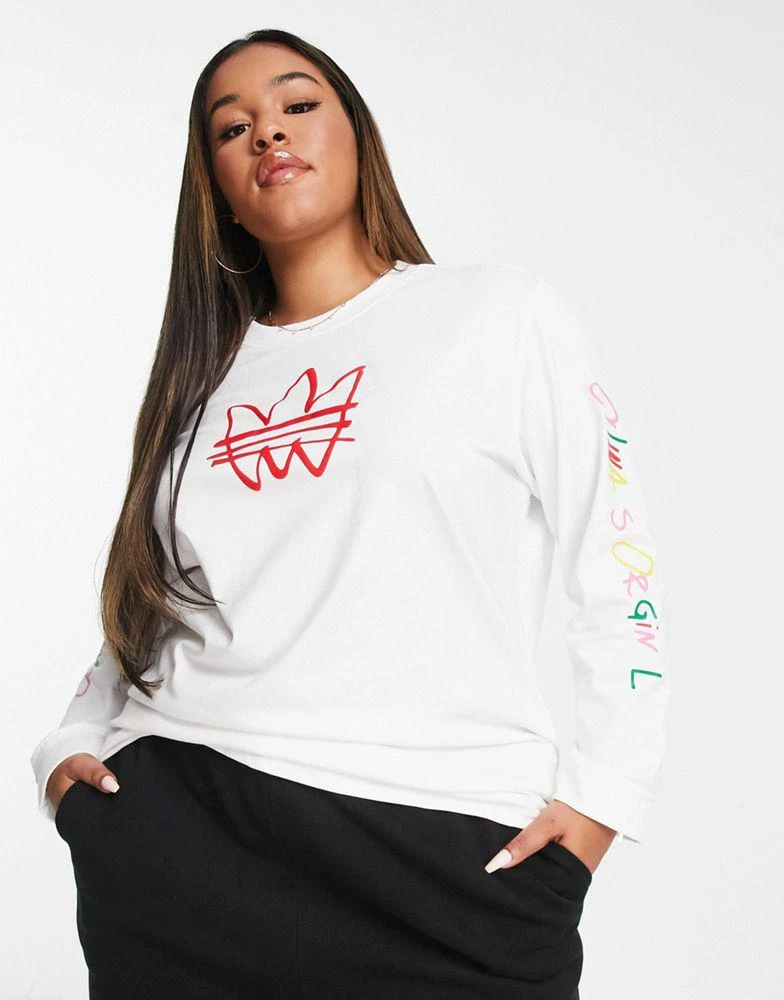 商品Adidas|adidas Originals Plus  graphic long sleeve t-shirt in white,价格¥414,第2张图片详细描述