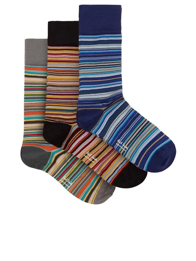 商品Paul Smith|Pack of three Signature stripe cotton-blend socks,价格¥333,第1张图片