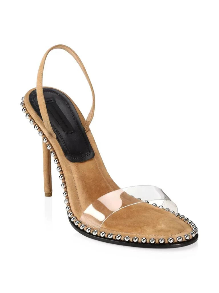商品Alexander Wang|Nova Studded PVC & Suede Slingback Sandals,价格¥4479,第2张图片详细描述