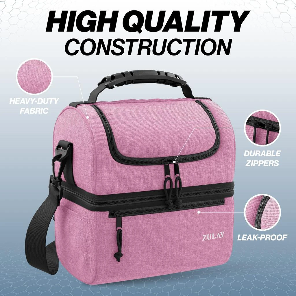 商品Zulay Kitchen|2-Compartment Insulated Lunch Box Bag With Strap,价格¥394,第2张图片详细描述