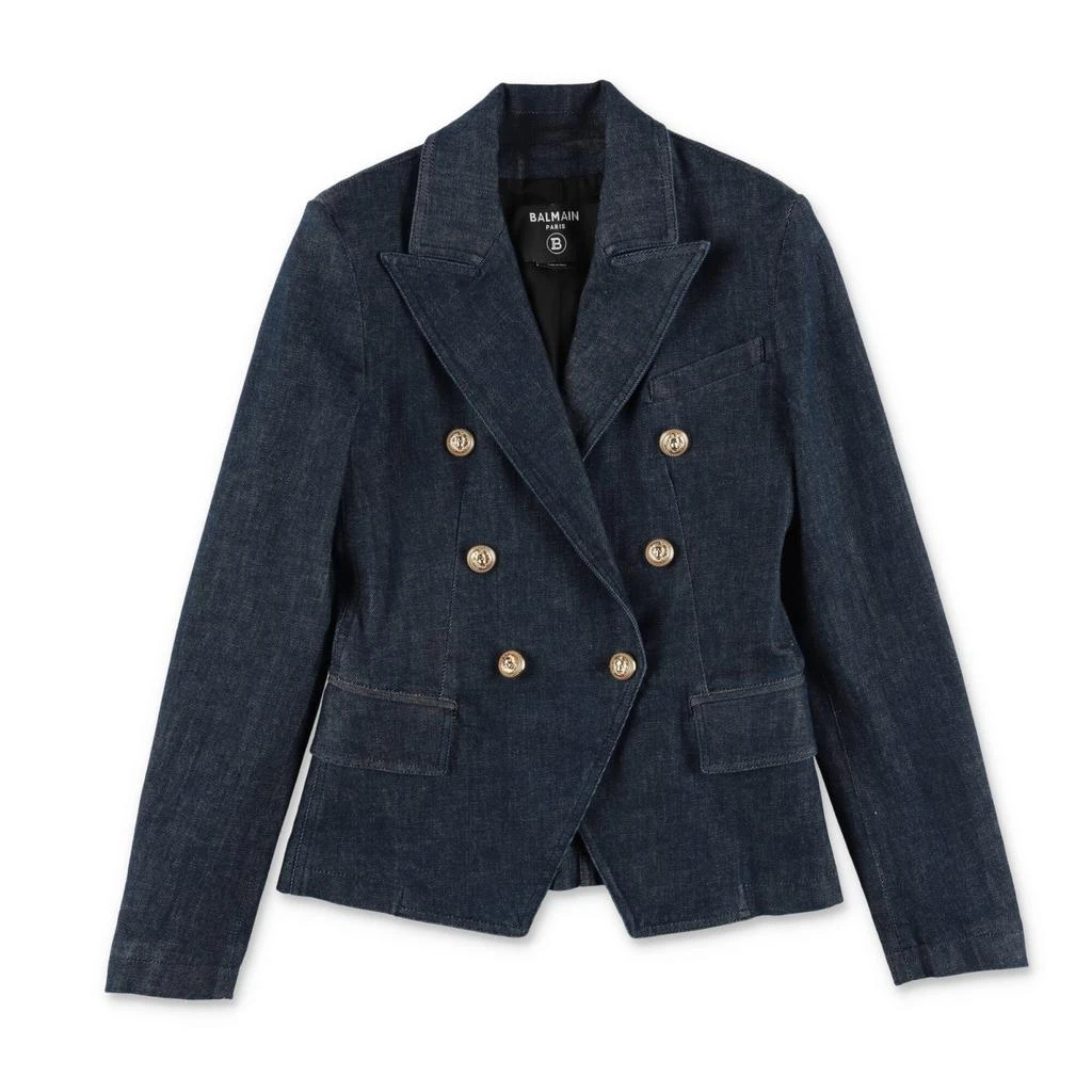 商品Balmain|Balmain Giacca Doppiopetto Blu Denim In Cotone Bambina,价格¥6245,第1张图片