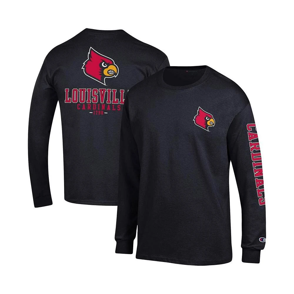 商品CHAMPION|Men's Black Louisville Cardinals Team Stack Long Sleeve T-shirt,价格¥295,第1张图片