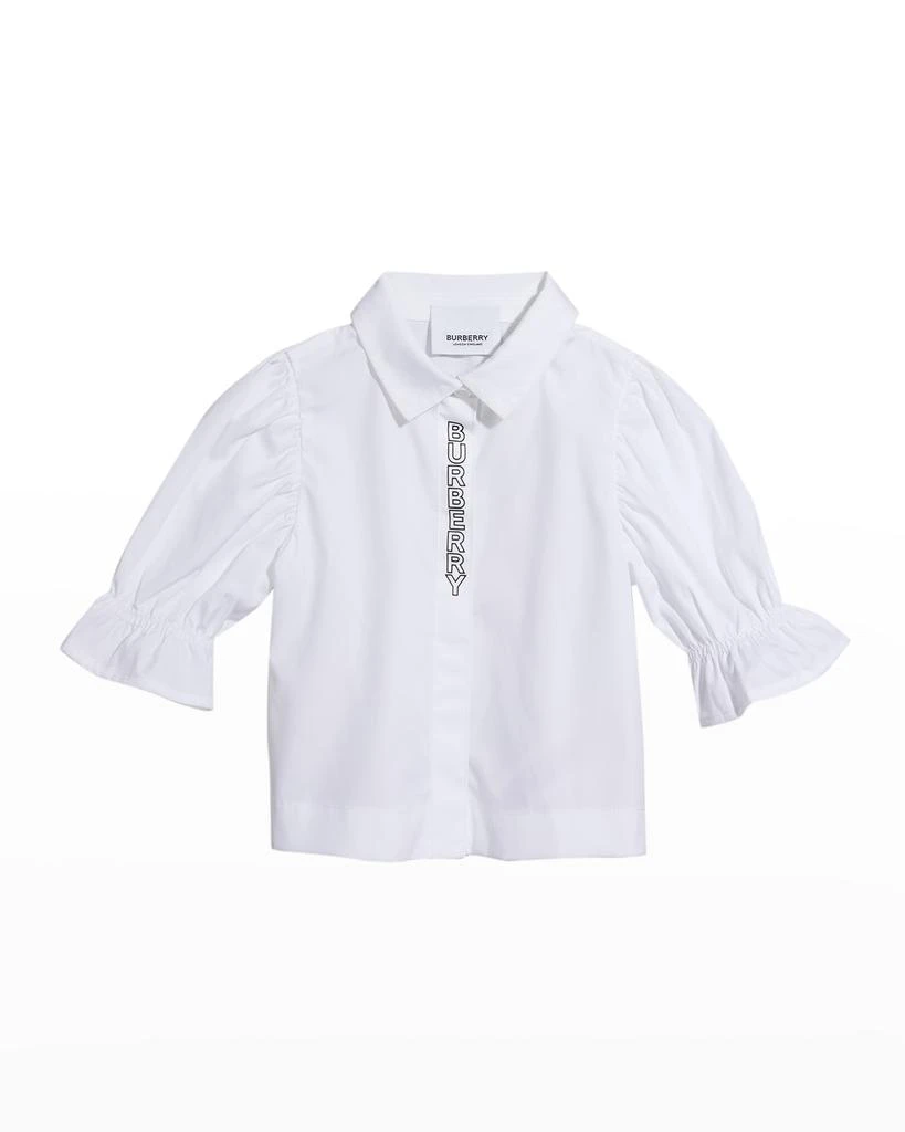 商品Burberry|Girl's Cecilia Logo Placket Blouse, Size 6-18M,价格¥1251,第1张图片