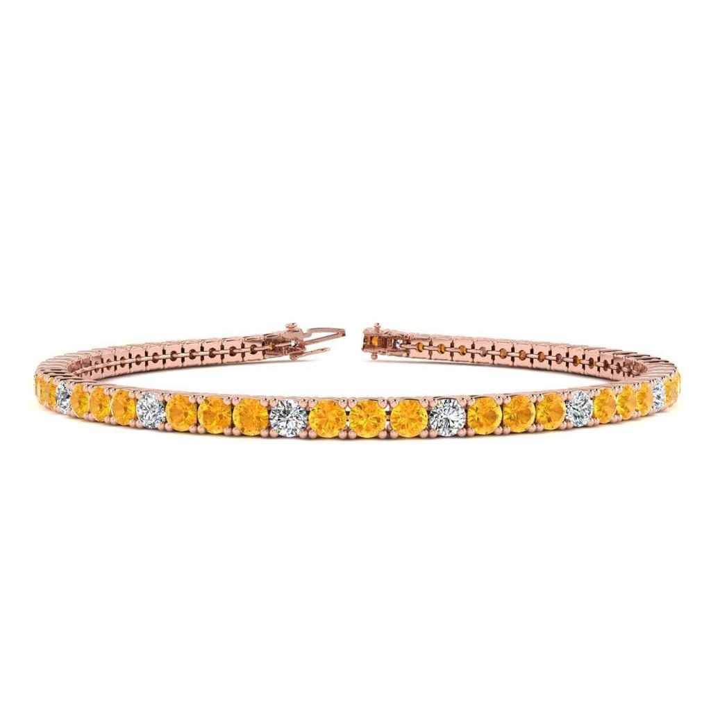 商品SSELECTS|4 1/2 Carat Citrine And Diamond Graduated Tennis Bracelet In 14 Karat Rose Gold, 8 Inches,价格¥12772,第1张图片