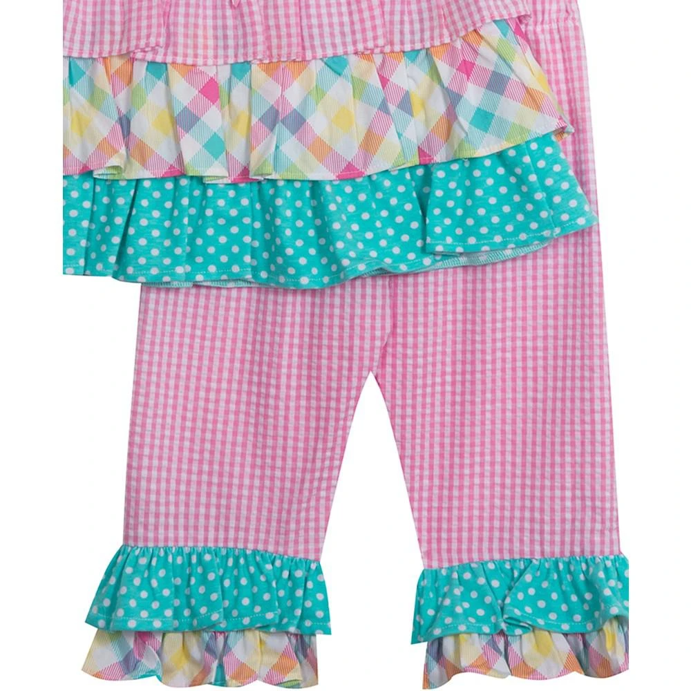 商品Rare Editions|Toddler Girls Seersucker Bodice Mix Print Ruffled Short Sleeve Top and Leggings Set, 2-Piece,价格¥209,第4张图片详细描述