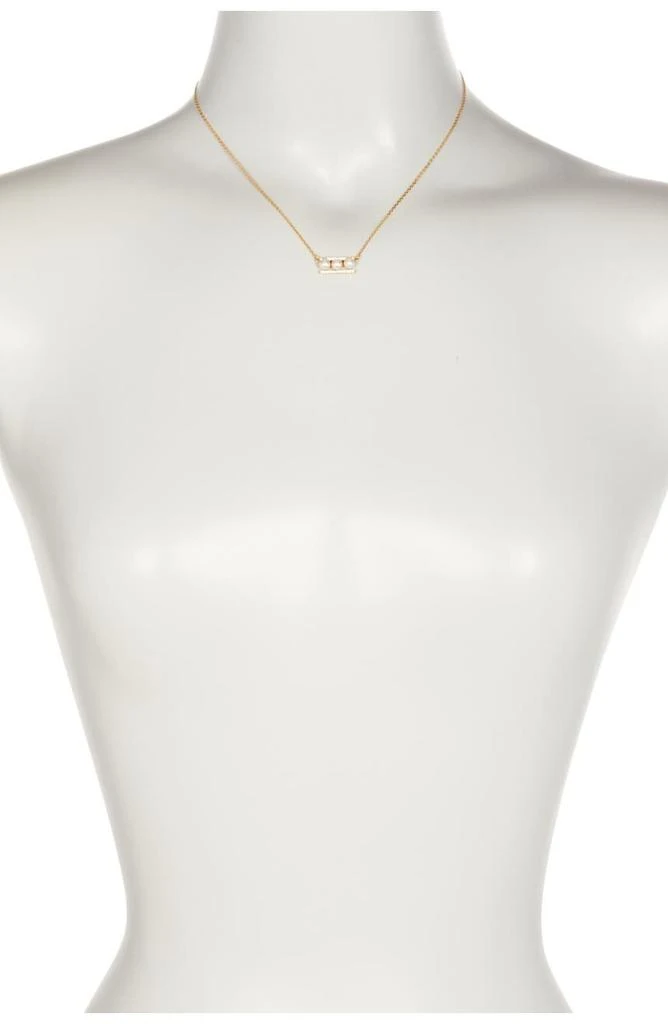 商品ADORNIA|Yellow Gold Plated Sterling Silver 7mm Freshwater Pearl Swarovski Crystal Accented Bar Necklace,价格¥181,第2张图片详细描述
