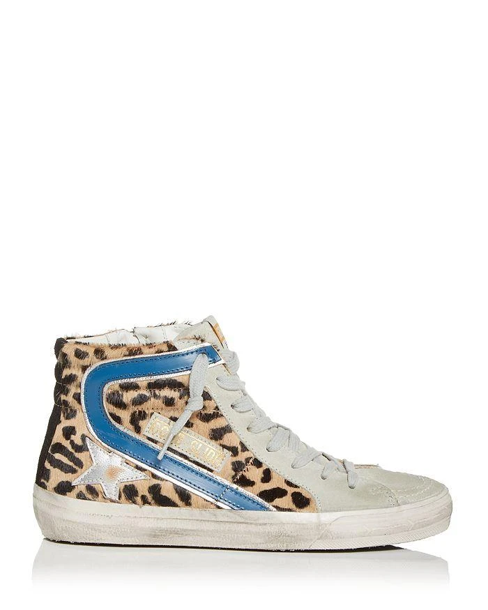 商品Golden Goose|Women's Slide Leopard Print Calf Hair High Top Sneakers,价格¥4975,第2张图片详细描述