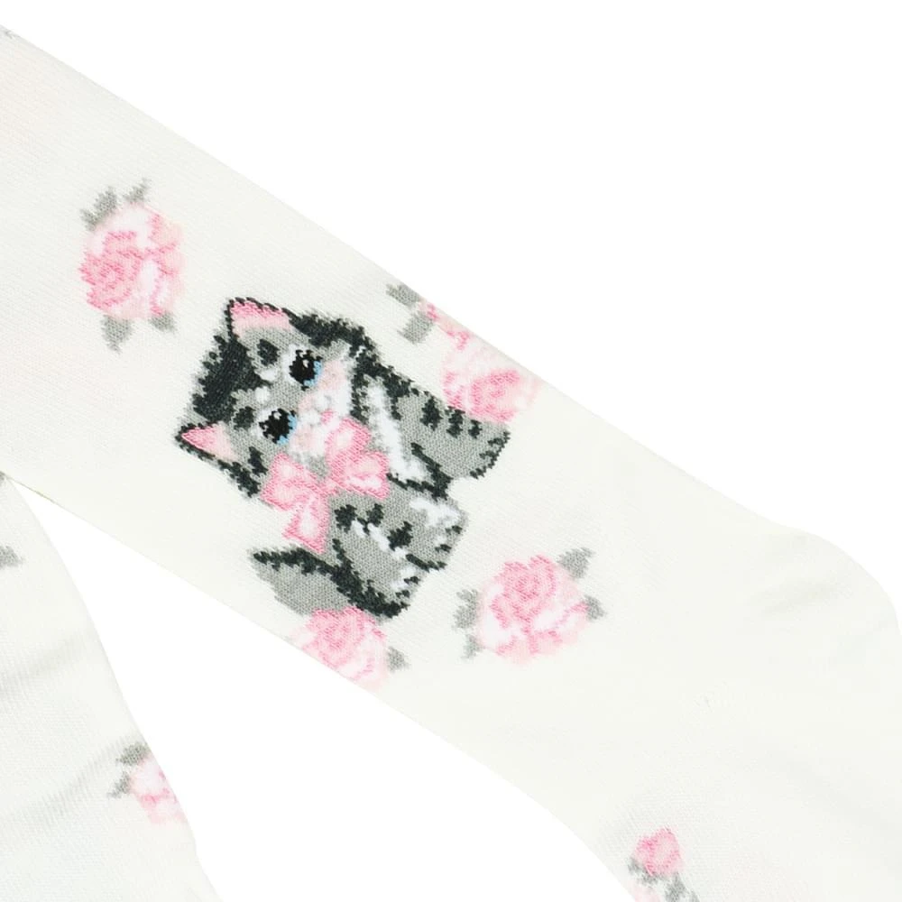 商品MONNALISA|Ivory Floral Kitten Tights,价格¥132,第2张图片详细描述