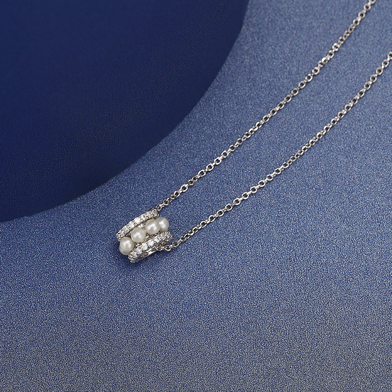 珍珠系列 十字架 圆环项链女款银白色（香港仓发货）商品第10张图片规格展示