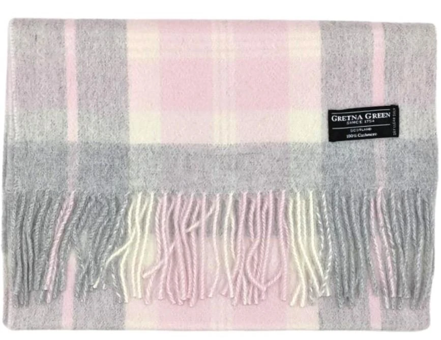 商品Gretna Green|Gretna Green 粉红和灰色格子羊绒围巾,价格¥855,第1张图片