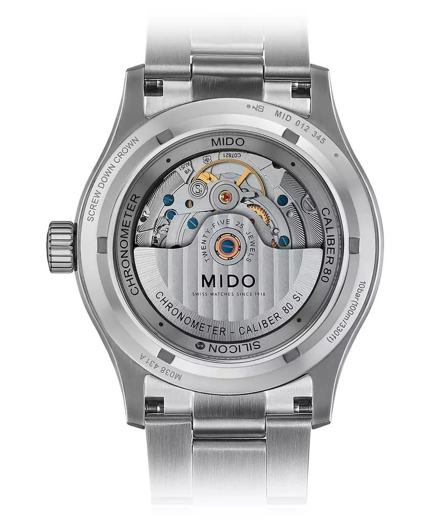 商品MIDO|Men's Swiss Automatic Multifort Chronometer Stainless Steel Bracelet Watch 42mm,价格¥10578,第3张图片详细描述