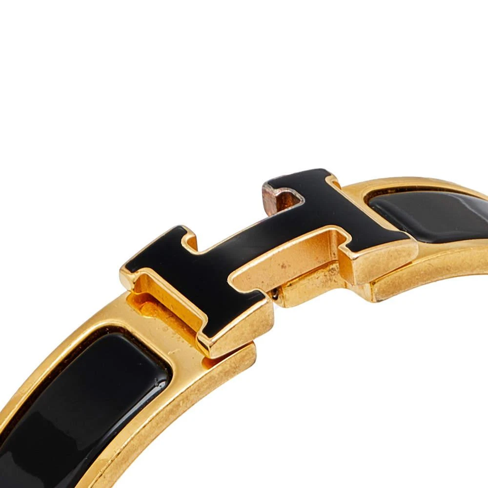 商品[二手商品] Hermes|Hermès Clic H Black Enamel Gold Tone Narrow Bracelet,价格¥3617,第3张图片详细描述