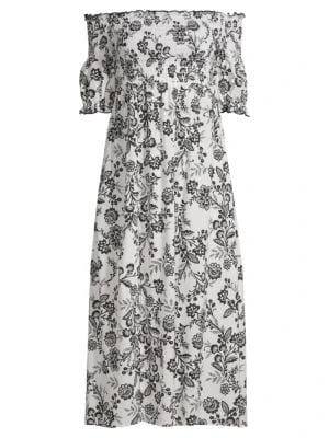 商品Love Ady|Floral-Print Off-Shoulder Midi Dress,价格¥239,第3张图片详细描述