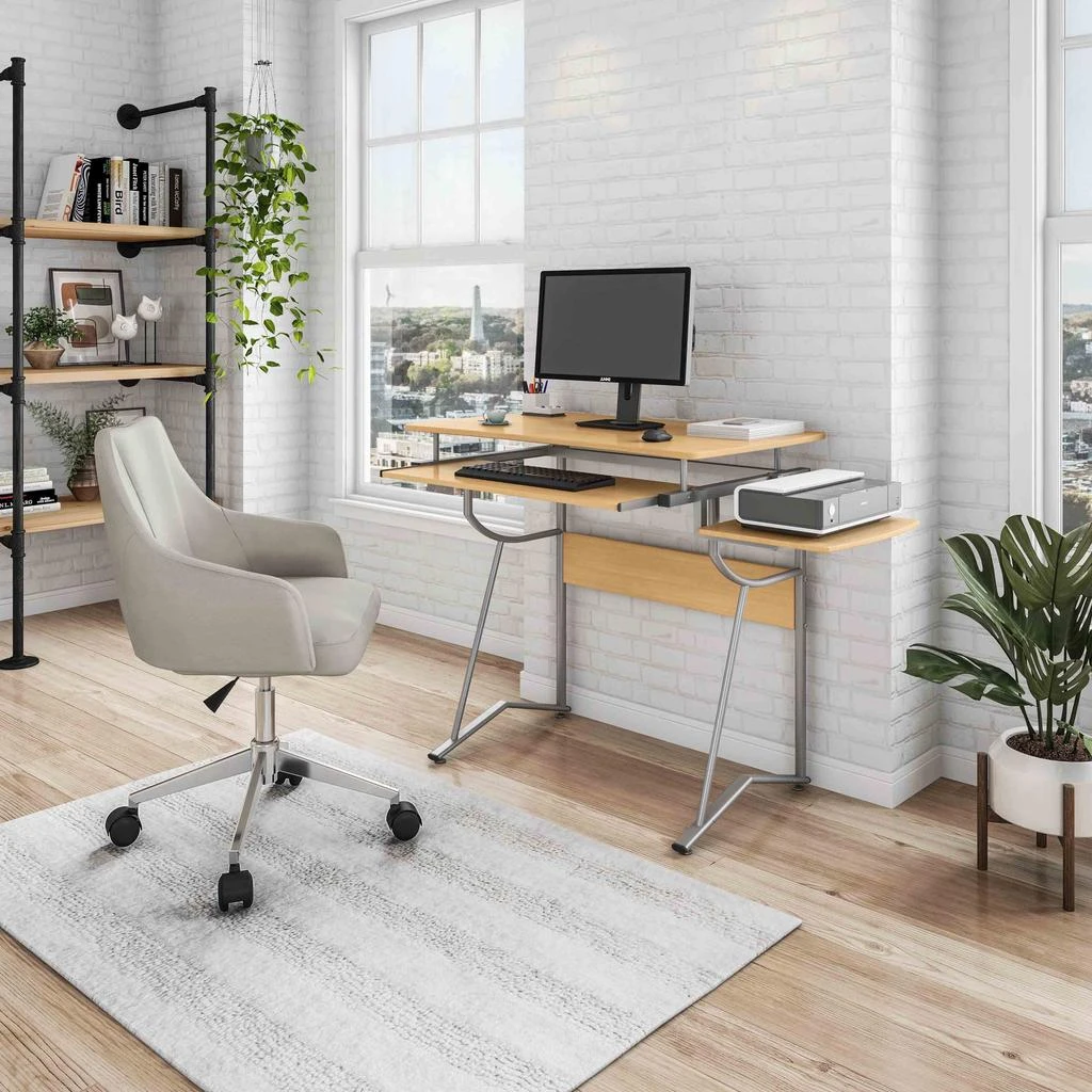 商品Streamdale Furniture|Streamdale Compact Computer Desk With Side Shelf And Keyboard Panel,价格¥1528,第1张图片