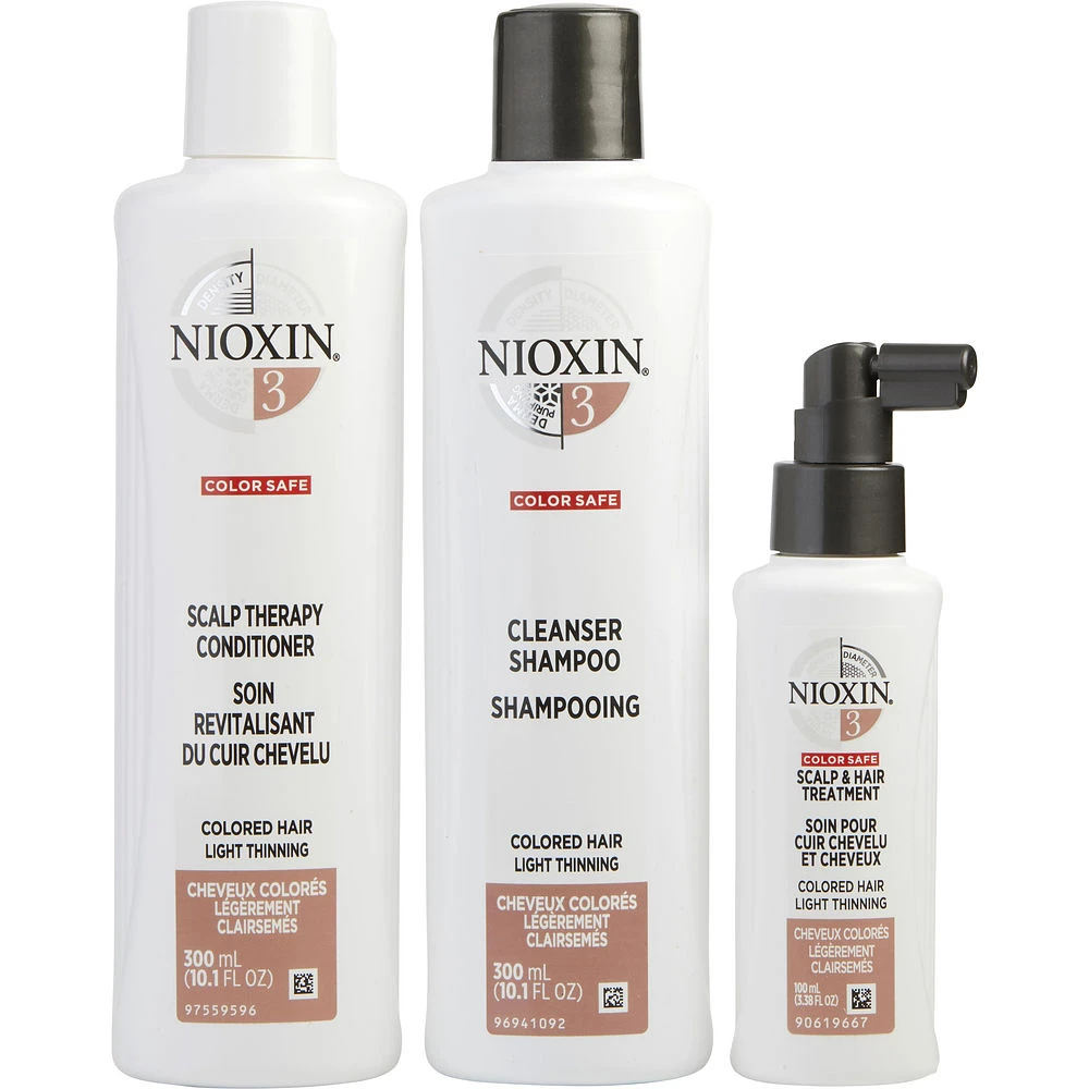 商品NIOXIN|NIOXIN 丽康丝 洗发护发套装（3号专业防脱发洗发水 300ml+3号专业防脱发护发素 300ml+头皮固发精华液 100ml） 1套 包装可能有所不同,价格¥203,第1张图片