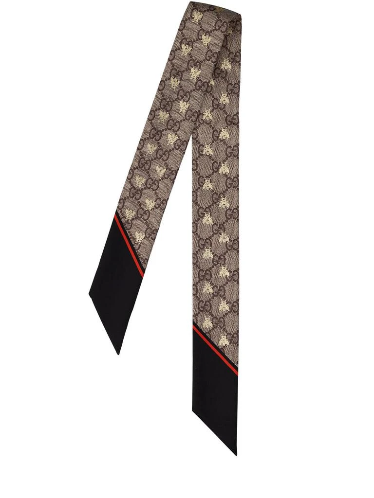 商品Gucci|Gg & Bee Printed Silk Twill Neck Bow,价格¥1685,第1张图片