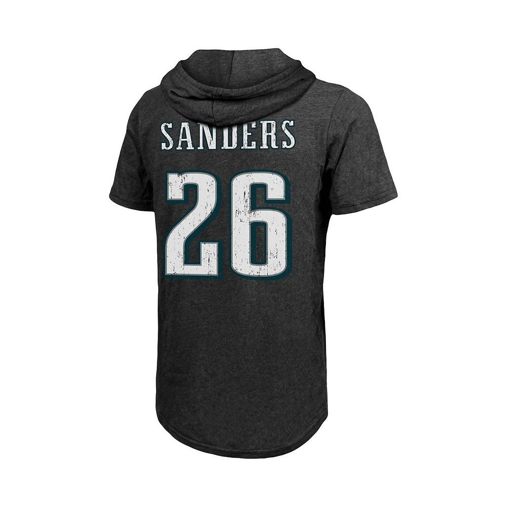 Men's Fanatics Branded Miles Sanders Black Philadelphia Eagles Player Name Number Tri-Blend Hoodie T-shirt商品第4张图片规格展示