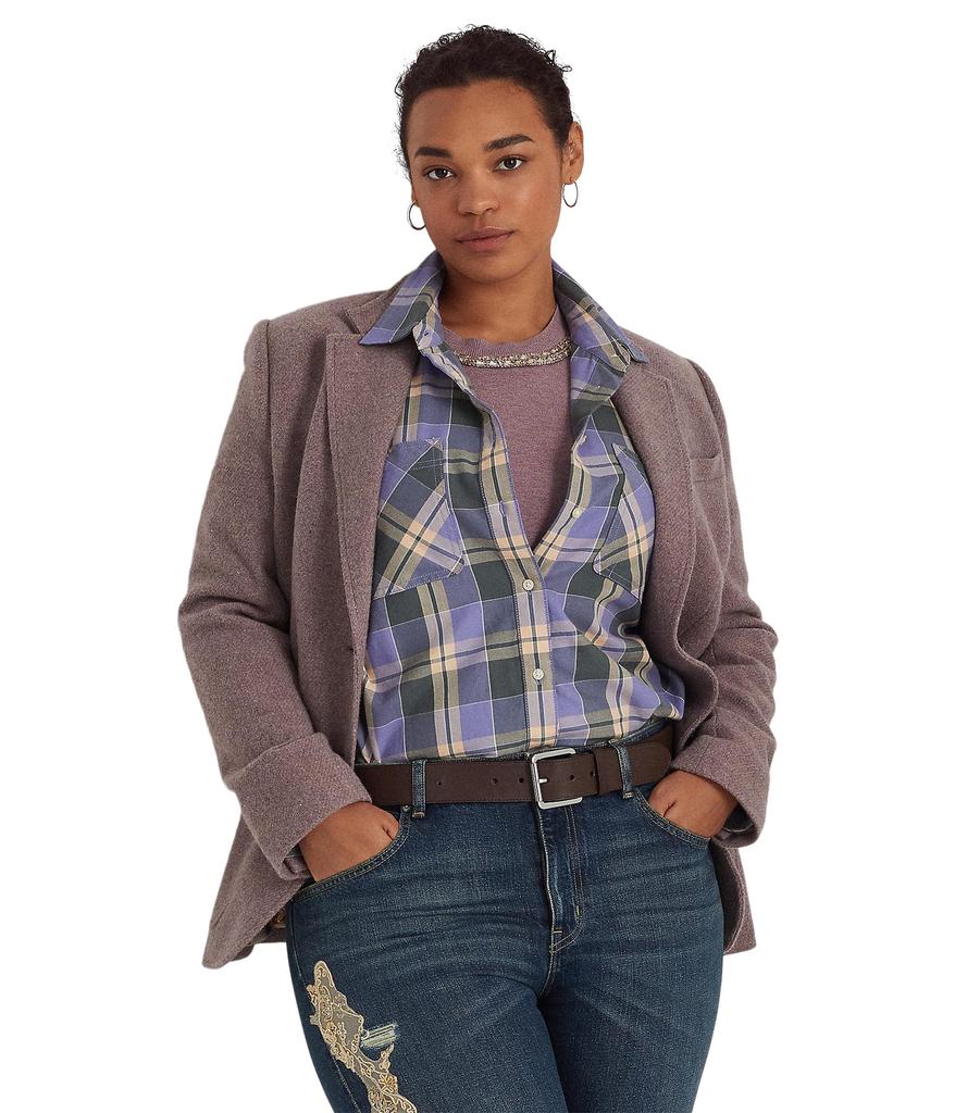 Plus Size Herringbone Blazer商品第1张图片规格展示