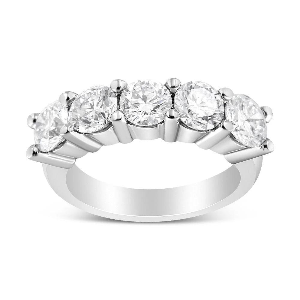 商品Haus of Brilliance|14K White Gold 3.0 Cttw Lab Grown Diamond Shared Prong Set 5 Stone Anniversary Band Ring,价格¥25244,第1张图片