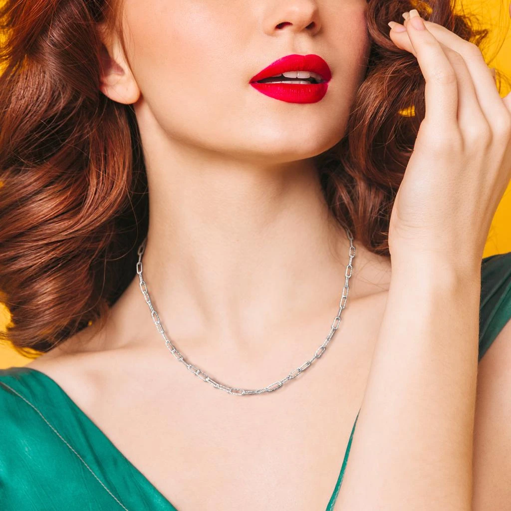 商品Mimi & Max|Fancy Paperclip Chain Necklace in Sterling Silver - 16 in,价格¥253,第3张图片详细描述
