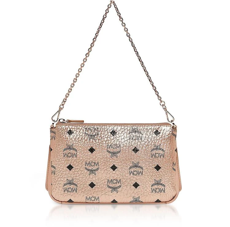 商品MCM|MCM Champagne Gold Visetos Medium Millie Top Zip Crossbody,价格¥3979,第1张图片