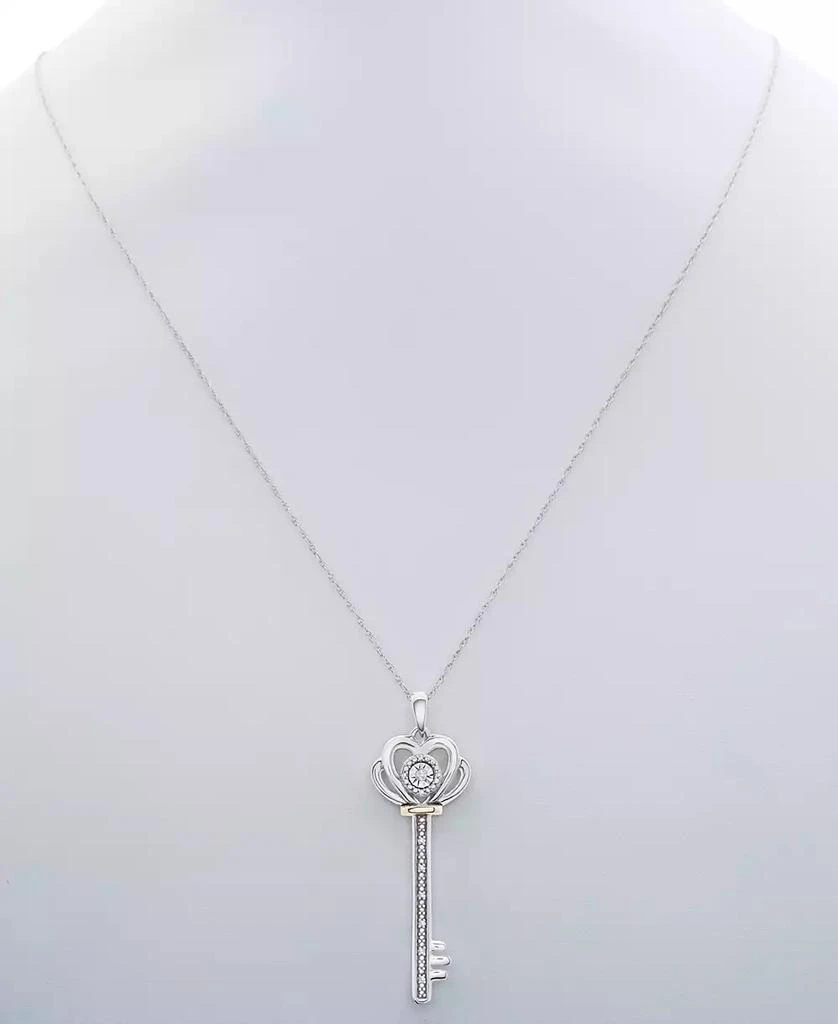 商品Macy's|Diamond Accent Two-Tone Key Pendant Necklace in Sterling Silver & 10k Gold,价格¥1490,第2张图片详细描述