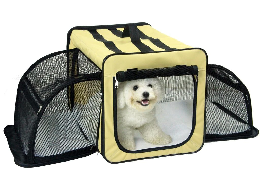 商品Pet Life|Pet Life  'Capacious' Dual-Sided Expandable Spacious Wire Folding Collapsible Lightweight Pet Dog Crate Carrier House,价格¥485,第1张图片