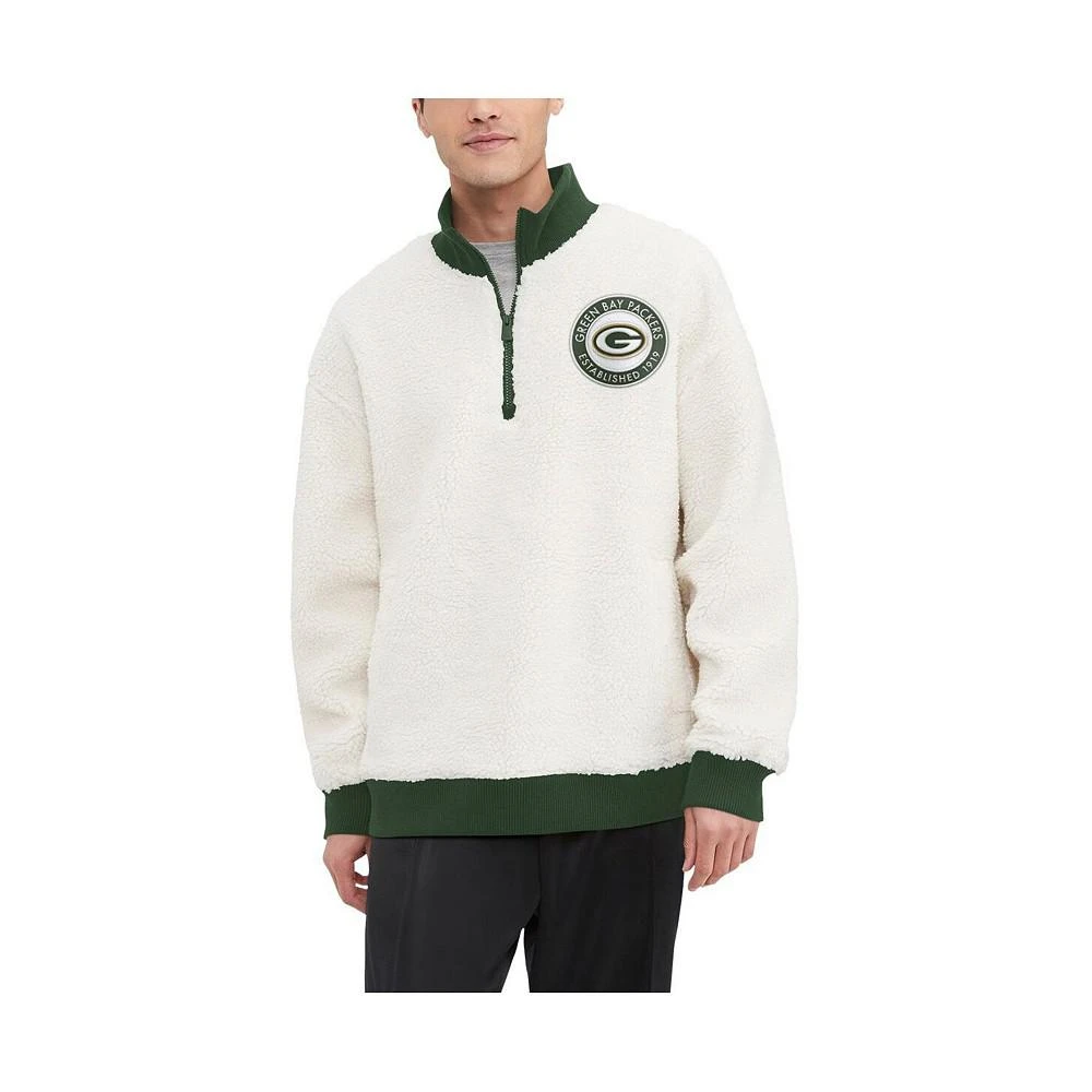 商品Tommy Hilfiger|Men's Cream Green Bay Packers Jordan Sherpa Quarter-Zip Sweatshirt,价格¥883,第1张图片