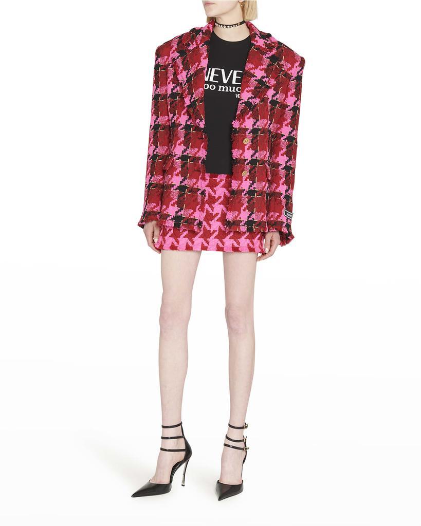 商品Versace|Check Tweed Oversized Blazer Jacket,价格¥27716,第6张图片详细描述