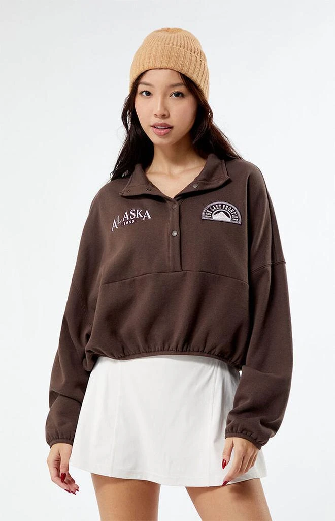 商品PacSun|Alaska Half Snap Cropped Sweatshirt,价格¥216,第1张图片